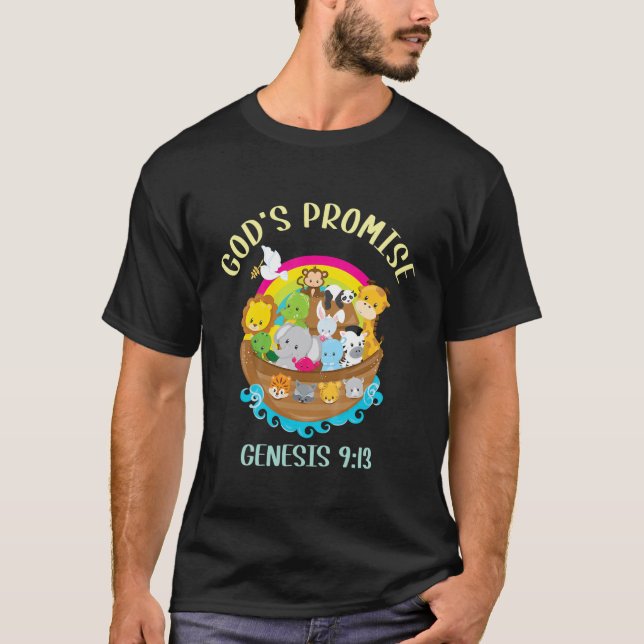 Kids Genesis 9:13 God's Promise Rainbow Bible Yout T-Shirt (Front)