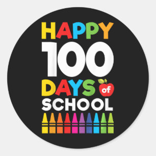 Kids Get Your Crayon Boys Girls Kids 100 Days Of S Classic Round Sticker