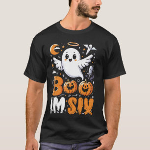 Kids Ghost Boo I'm Three 6th Birthday Kids Hallowe T-Shirt