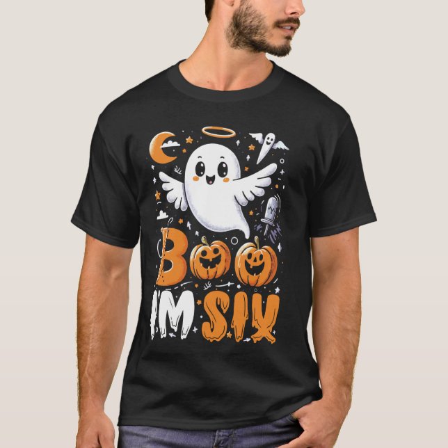 Kids Ghost Boo I'm Three 6th Birthday Kids Hallowe T-Shirt (Front)