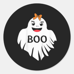 Kids Ghost With Bow Boo Girls Halloween T Shirt Classic Round Sticker