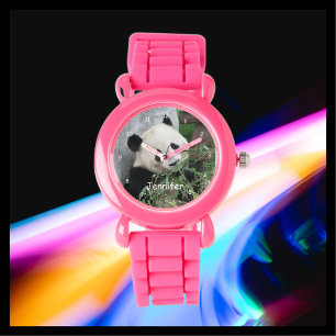 Kids Giant Panda, Pink Strap Wrist Watch