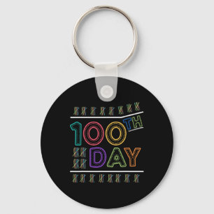 Kids Gift School Celebration 100th Day Of School Key Ring