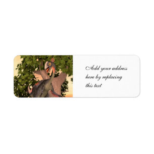 Kids Gigantoraptor Dinosaur Adventure Art Return Address Label