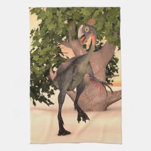 Kids Gigantoraptor Dinosaur Adventure Art Tea Towel