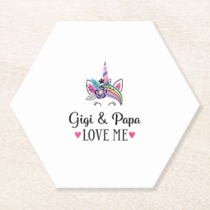 Kids Gigi and Papa Love Me Unicorn T-Shirt Paper Coaster