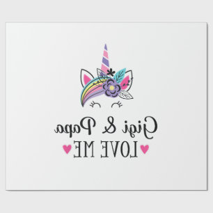 Kids Gigi and Papa Love Me Unicorn T-Shirt Wrapping Paper
