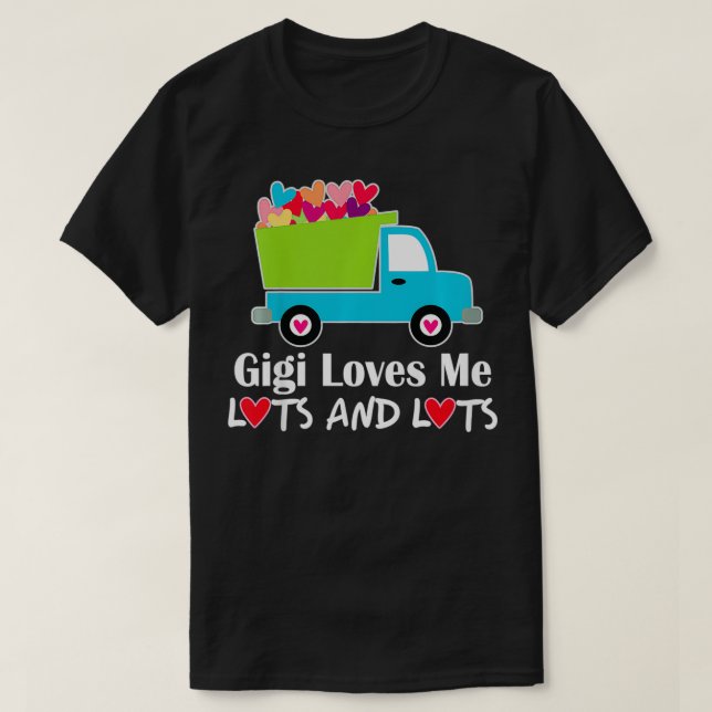 Kids Gigi Loves Me Grandson Valentine Truck  T-Shirt (Design Front)