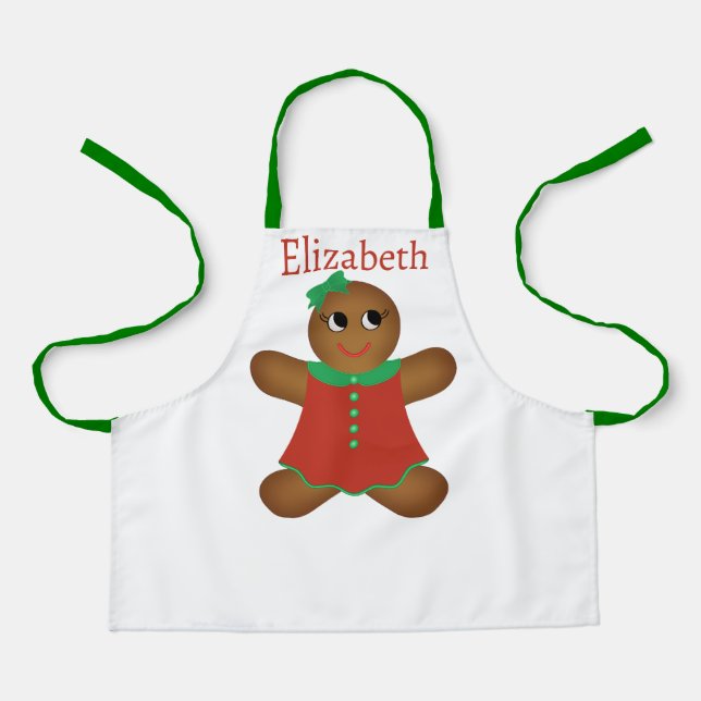 Kid's Gingerbread Girl Cookie Apron (Front)