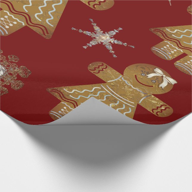 Kids Gingerbread Girly Christmas Wrapping Paper (Corner)
