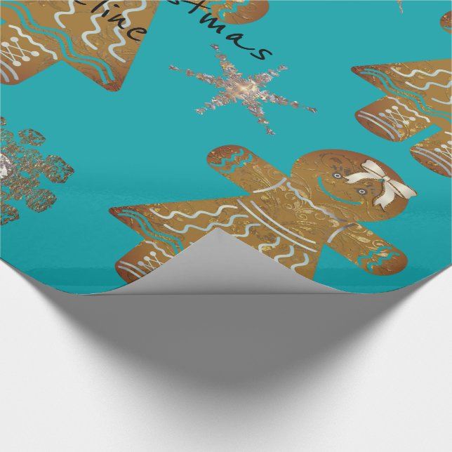 Kids Gingerbread Girly Monogram or Message Wrapping Paper (Corner)