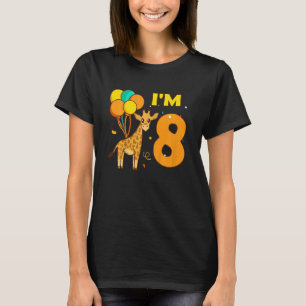 Kids Giraffe Animals Animal Love Girl I Am 8 Years T-Shirt