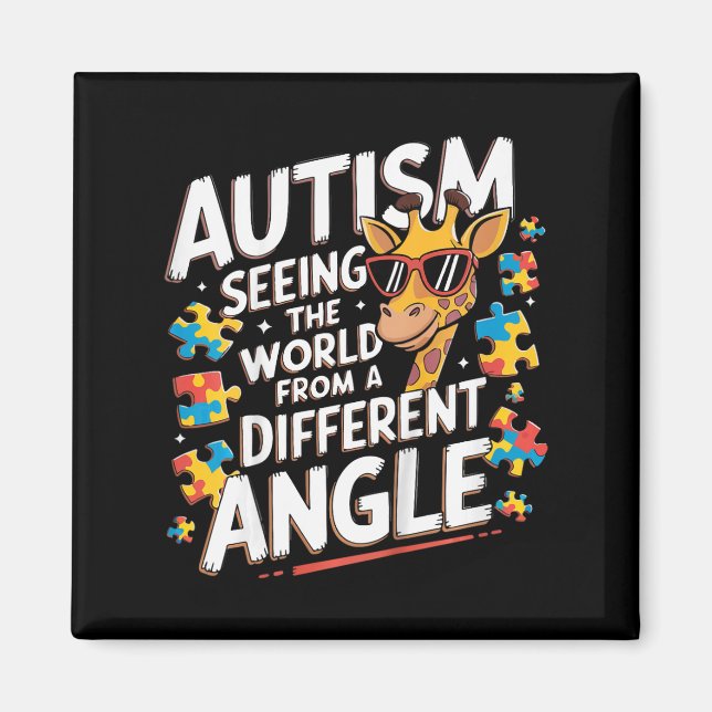 Kids Giraffe Autism Seeing World Different Angle A Magnet (Front)