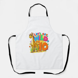 Kids Giraffe Birthday Party 10 Year Old Boy 10th B Apron