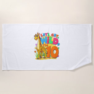 Kids Giraffe Birthday Party 10 Year Old Boy 10th B Beach Towel