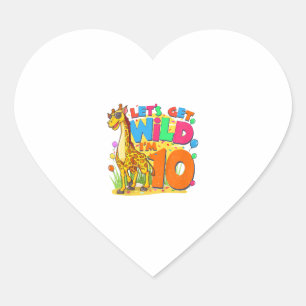 Kids Giraffe Birthday Party 10 Year Old Boy 10th B Heart Sticker