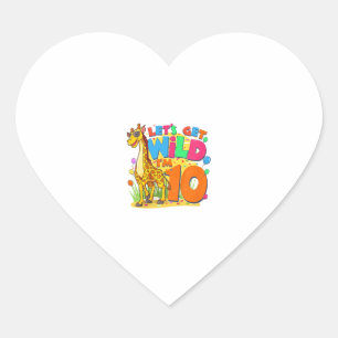 Kids Giraffe Birthday Party 10 Year Old Boy 10th B Heart Sticker
