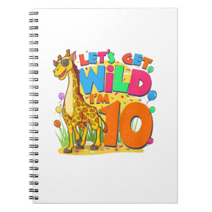 Kids Giraffe Birthday Party 10 Year Old Boy 10th B Notebook