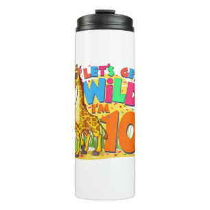 Kids Giraffe Birthday Party 10 Year Old Boy 10th B Thermal Tumbler