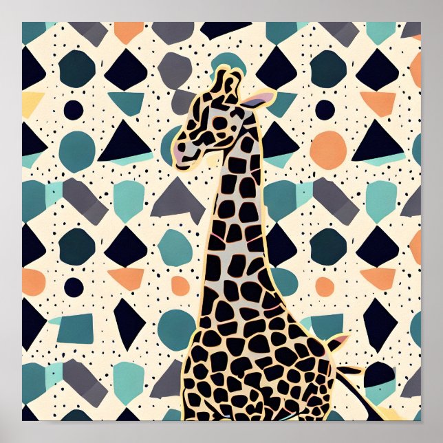 Kids Giraffe Colourful Dots  Poster (Front)