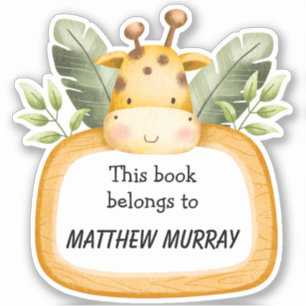 Kids Giraffe Personalized Bookplate