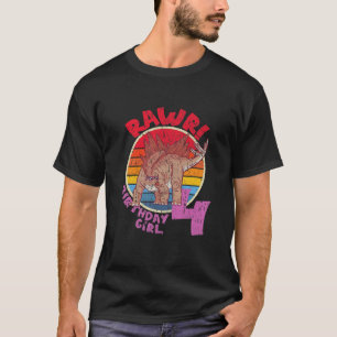 Kids Girl 4Th Birthday I Rawr! Stegosaurus I Famil T-Shirt