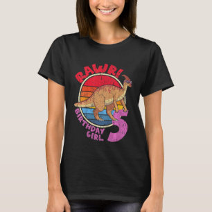 Kids Girl 5th Birthday I Rawr! Parasaurolophus I F T-Shirt