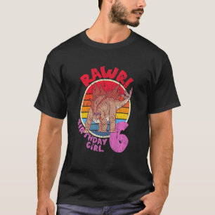 Kids Girl 6th Birthday I Rawr! Stegosaurus I Famil T-Shirt