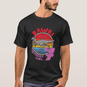 Kids Girl 7Th Birthday I Rawr! Velociraptor I Fami T-Shirt
