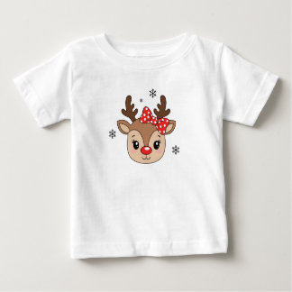 Kids Girl Cute Reindeer Personalized T-Shirt 