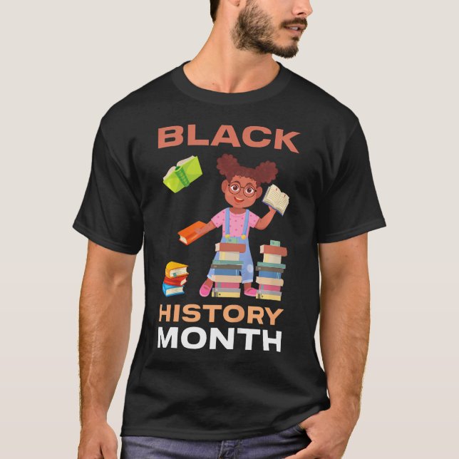 Kids Girl Reading Book Black History Month BLM Mel T-Shirt (Front)