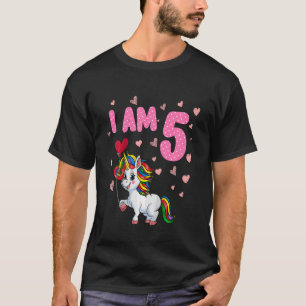 Kids Girls 5 Birthday 5 Years Old Princess Unicorn T-Shirt