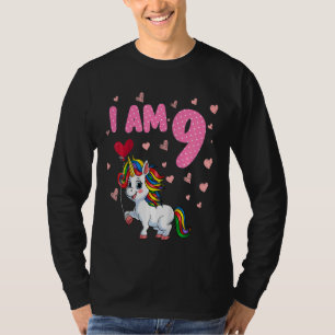 Kids Girls 9 Birthday 9 Years Old Princess Unicorn T-Shirt