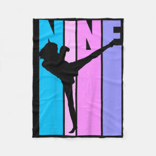 Kids Girls 9th Kickboxing Birthday Kickboxer Girl  Fleece Blanket