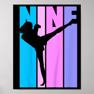 Kids Girls 9th Kickboxing Birthday Kickboxer Girl Poster