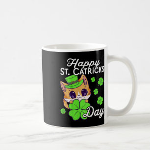 Kids Girls Cat St Patricks Day Happy St Catricks D Coffee Mug