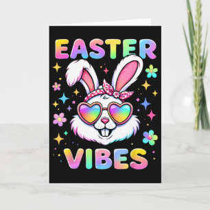 Kids Girls Easter Bunny Face Vibes Easter Kids Gir Card