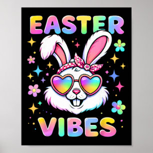 Kids Girls Easter Bunny Face Vibes Easter Kids Gir Poster