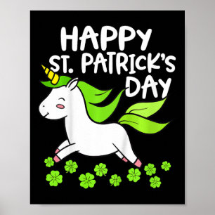 Kids Girls Happy St Patricks Day Unicorn Lepricorn Poster