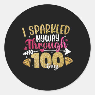 Kids Girls I Sparkled My Way Through 100 Days Of S Classic Round Sticker
