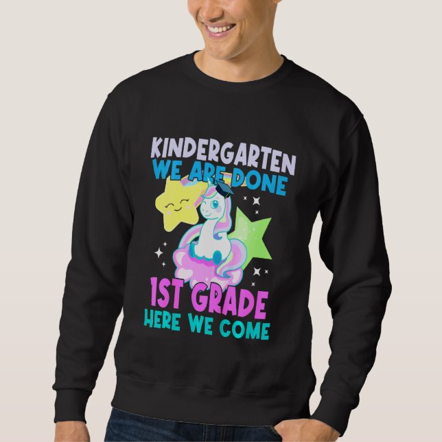 Kids Girls Kindergarten Graduation Rainbow Star Pa Sweatshirt (Front)