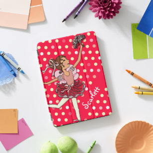 Kids girls named ballerina red polka dot iPad pro cover