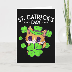 Kids Girls St Patricks Day Cat Happy St Catricks D Card