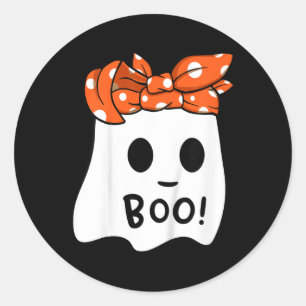 Kids Girls Toddler Happy Halloween Ghost With Ndan Classic Round Sticker