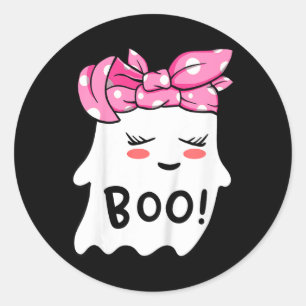 Kids Girls Toddler Happy Halloween Ghost With Ndan Classic Round Sticker