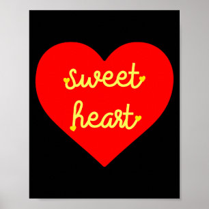 Kids Girls Valentine Sweetheart Red And Yellow Hea Poster