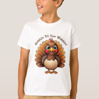 Kids "Gobble Til You Wobble" T-Shirt with Turkey