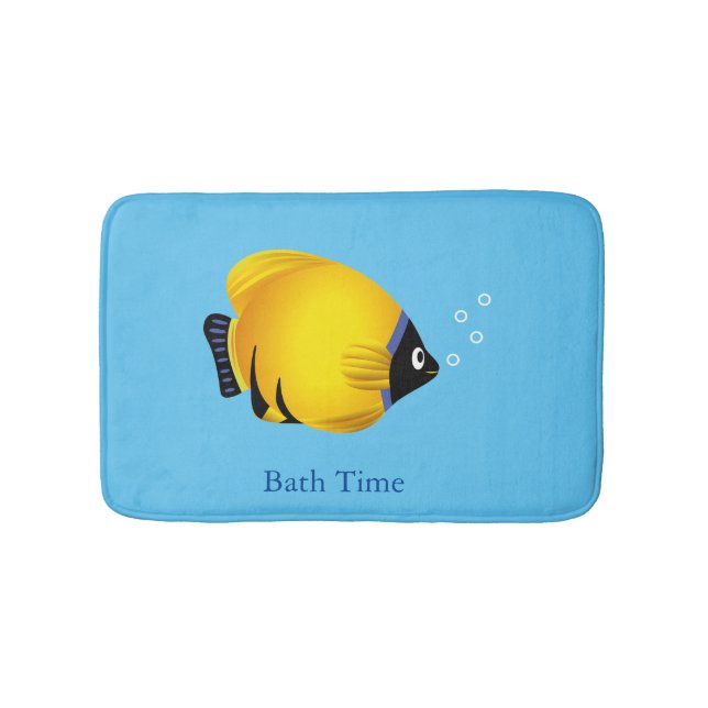 Kids Gold Fish on Light Blue Bath Mat (Front)