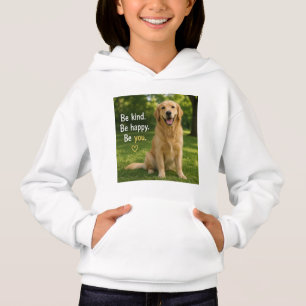 Kids Golden Retriever Hoodie T-Shirt - Be Kind Hap
