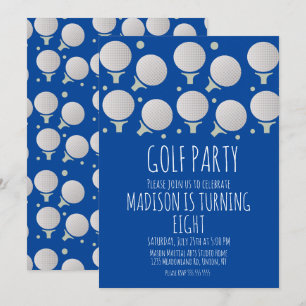 Kids Golf Balls Birthday Party Green Invitation